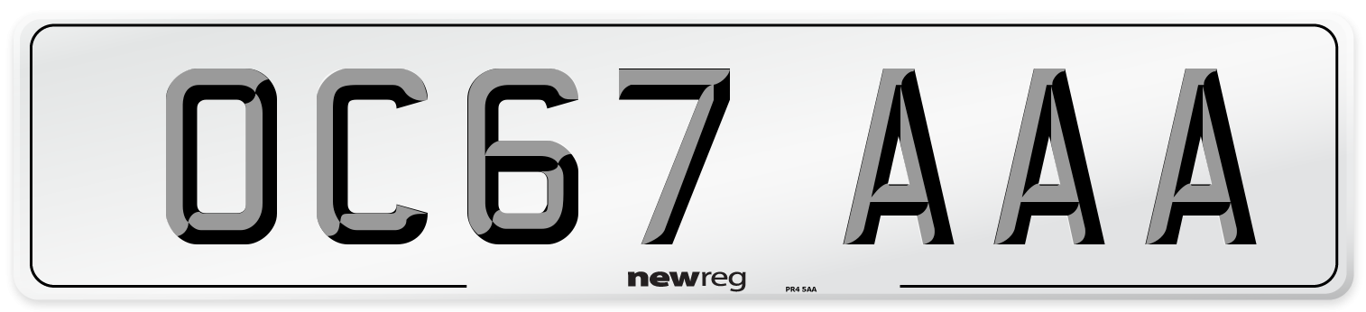 OC67 AAA Number Plate from New Reg